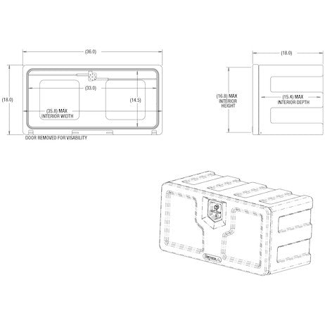 18x18x36 Inch Black Poly Underbody Truck Box
