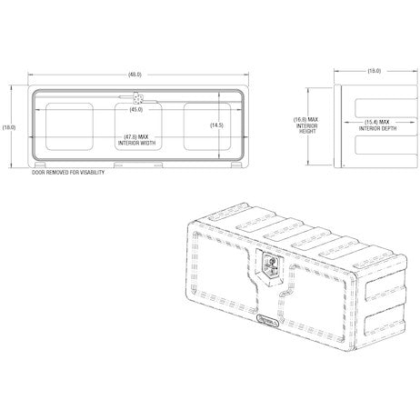18x18x48 Inch Black Poly Underbody Truck Box