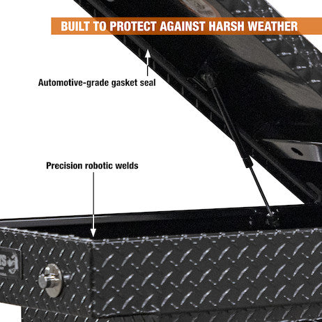 18x27x71 Inch Gloss Black Diamond Tread Aluminum Gull Wing Truck Box