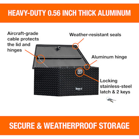 35 Inch Wide Gloss Black Diamond Tread Aluminum Trailer Tongue Truck Box