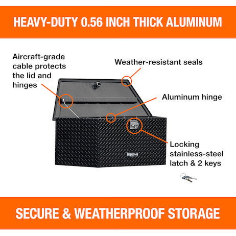 49 Inch Wide Gloss Black Diamond Tread Aluminum Trailer Tongue Truck Box