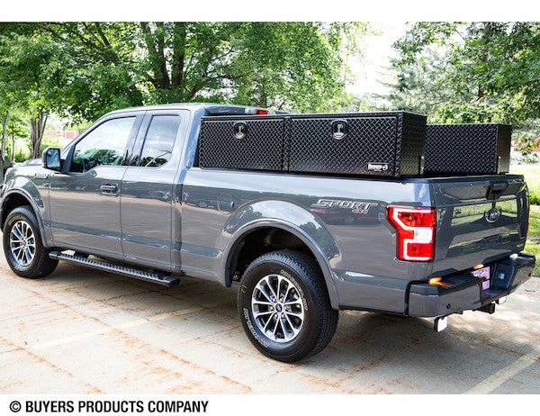 18x16x96 Inch Gloss Black Diamond Tread Aluminum Topsider Truck Box