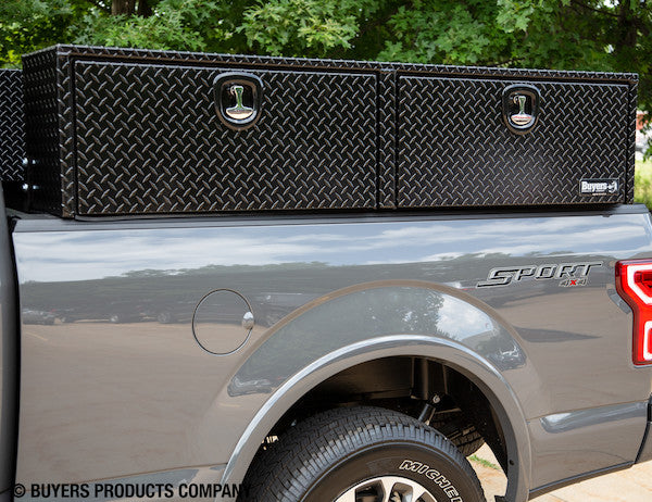 18x16x96 Inch Gloss Black Diamond Tread Aluminum Topsider Truck Box
