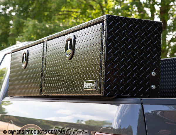 18x16x96 Inch Gloss Black Diamond Tread Aluminum Topsider Truck Box