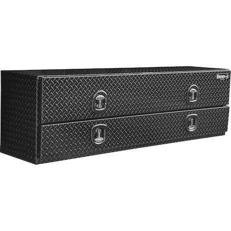 21x18x96 Inch Gloss Black Diamond Tread Aluminum Heavy-Duty Flatbed Contractor With Lower Door