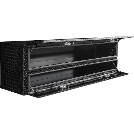 21x18x88 Inch Gloss Black Diamond Tread Aluminum Heavy-Duty Flatbed Contractor With Lower Door