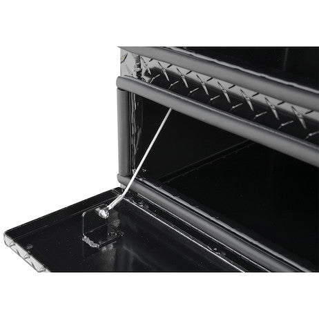 21x18x72 Inch Gloss Black Diamond Tread Aluminum Heavy-Duty Flatbed Contractor With Lower Door
