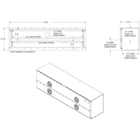 21x18x72 Inch Gloss Black Diamond Tread Aluminum Heavy-Duty Flatbed Contractor With Lower Door