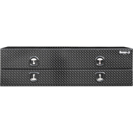 21x18x96 Inch Gloss Black Diamond Tread Aluminum Heavy-Duty Flatbed Contractor With Lower Door