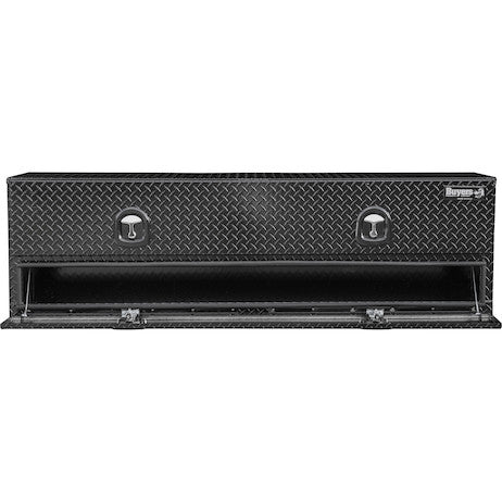 21x18x88 Inch Gloss Black Diamond Tread Aluminum Heavy-Duty Flatbed Contractor With Lower Door