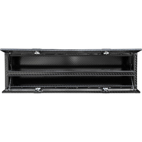 21x18x72 Inch Gloss Black Diamond Tread Aluminum Heavy-Duty Flatbed Contractor With Lower Door