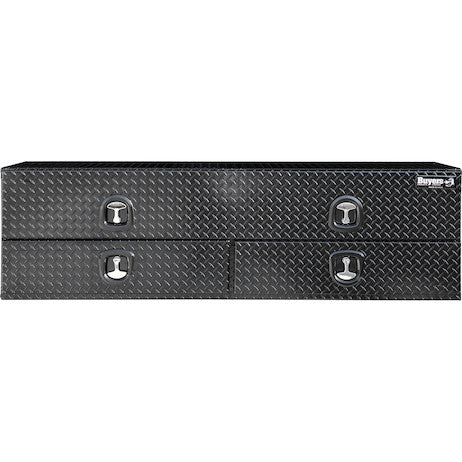 21x18x96 Inch Gloss Black Diamond Tread Aluminum Heavy-Duty Flatbed Contractor With Lower Drawers