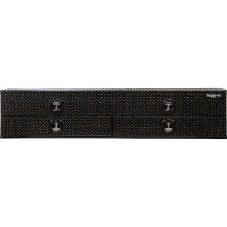 21x18x90 Inch Gloss Black Diamond Tread Aluminum Heavy-Duty Flatbed Contractor With Lower Drawers