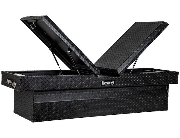 18x20x71 Inch Textured Matte Black Diamond Tread Aluminum Gull Wing Truck Box
