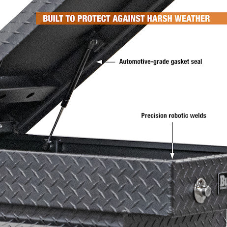 18x27x71 Inch Textured Matte Black Diamond Tread Aluminum Gull Wing Truck Box