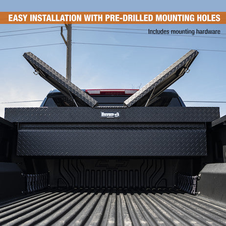 23x27x71 Inch Textured Matte Black Diamond Tread Aluminum Gull Wing Truck Box