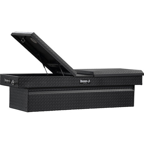 18x20x71 Inch Textured Matte Black Diamond Tread Aluminum Gull Wing Truck Box