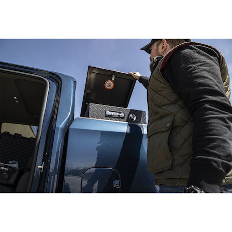 23x27x71 Inch Textured Matte Black Diamond Tread Aluminum Gull Wing Truck Box