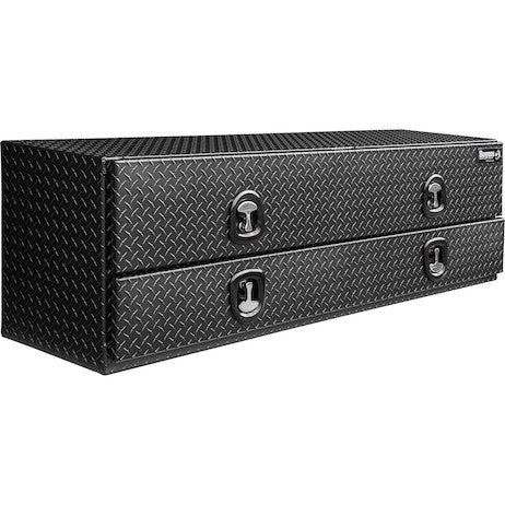1722583 - 21x18x88 Inch Textured Matte Black Diamond Tread Aluminum Heavy-Duty Flatbed Contractor With Lower Door