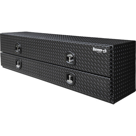 21x18x96 Inch Textured Matte Black  Diamond Tread Aluminum Heavy-Duty Flatbed Contractor With Lower Door 