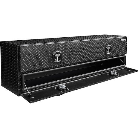 21x18x96 Inch Textured Matte Black  Diamond Tread Aluminum Heavy-Duty Flatbed Contractor With Lower Door 