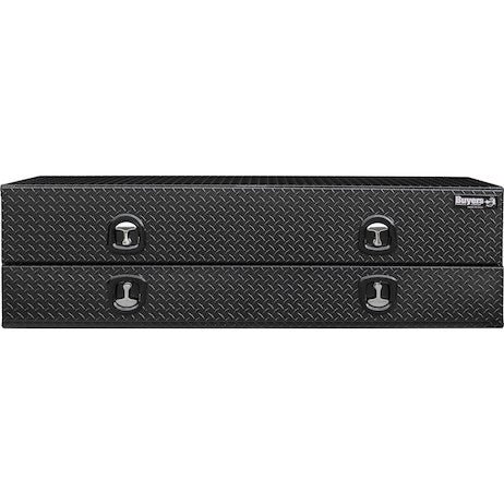 21x18x96 Inch Textured Matte Black  Diamond Tread Aluminum Heavy-Duty Flatbed Contractor With Lower Door 