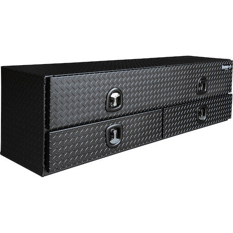 1722678 - 21x18x72 Inch Textured Matte Black Diamond Tread Aluminum Heavy-Duty Flatbed Contractor With Lower Drawers