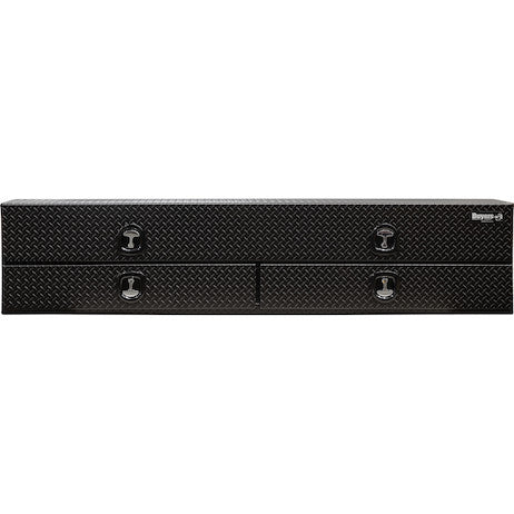 21x18x90 Inch Textured Matte Black Diamond Tread Aluminum Heavy-Duty Flatbed Contractor With Lower Drawers