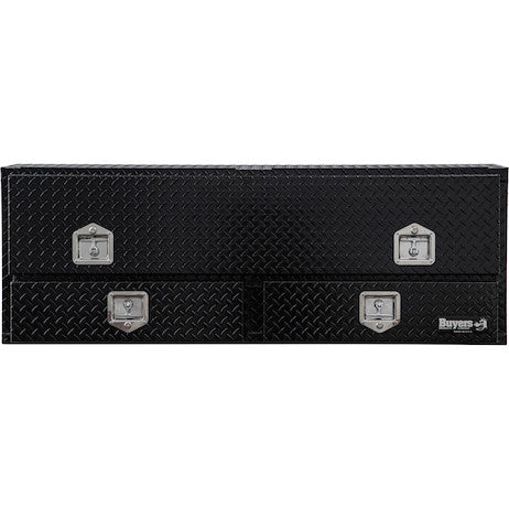 21x13x60 Inch Gloss Black Diamond Tread Aluminum Pick-Up Truck Contractor With Lower Drawers Topsider