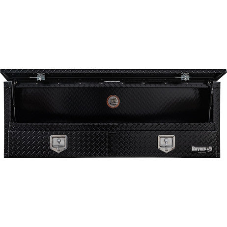 21x13x60 Inch Gloss Black Diamond Tread Aluminum Pick-Up Truck Contractor With Lower Drawers Topsider