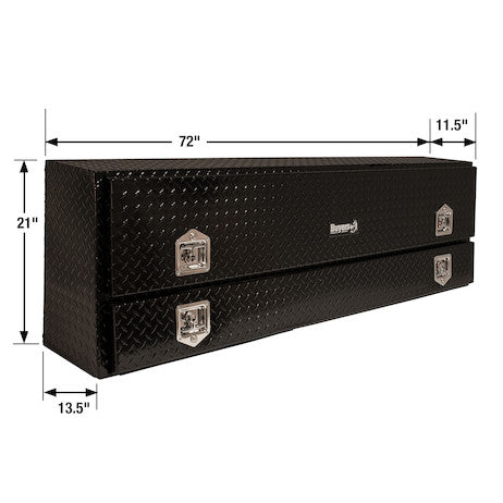 21x13x72 Inch Gloss Black Diamond Tread Aluminum Pick-Up Contractor With Lower Door