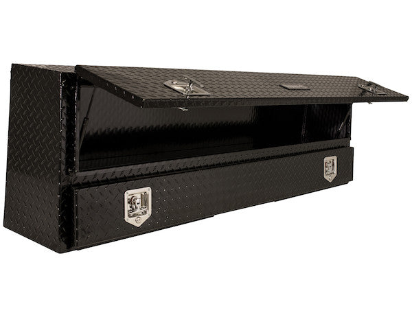 21x13x88 Inch Gloss Black Diamond Tread Aluminum Pick-Up Truck Contractor With Lower Door