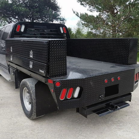 21x13x88 Inch Gloss Black Diamond Tread Aluminum Pick-Up Truck Contractor With Lower Door