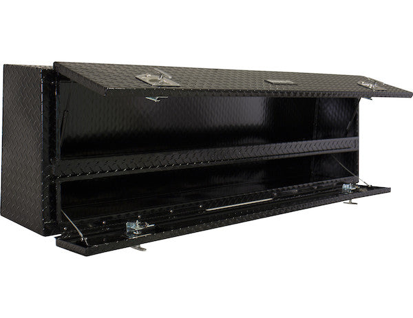 21x13x88 Inch Gloss Black Diamond Tread Aluminum Pick-Up Truck Contractor With Lower Door