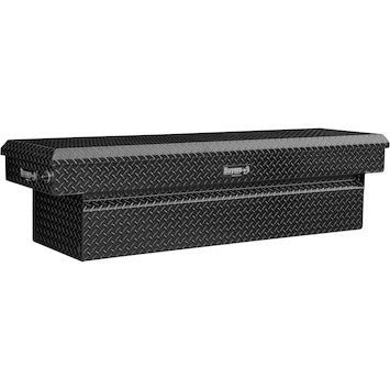 1729440F - 23x20x71 Inch Gloss Black Diamond Tread Aluminum Crossover Truck Box, Keyed Alike For Fleets