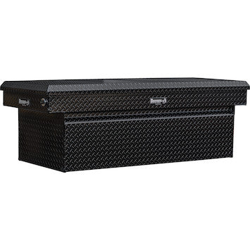 1729450F - 23x27x71 Inch Gloss Black Diamond Tread Aluminum Crossover Truck Box, Keyed Alike For Fleets