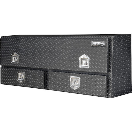 21x13x60 Inch Matte Black Diamond Tread Aluminum Contractor Truck Box With Drawers