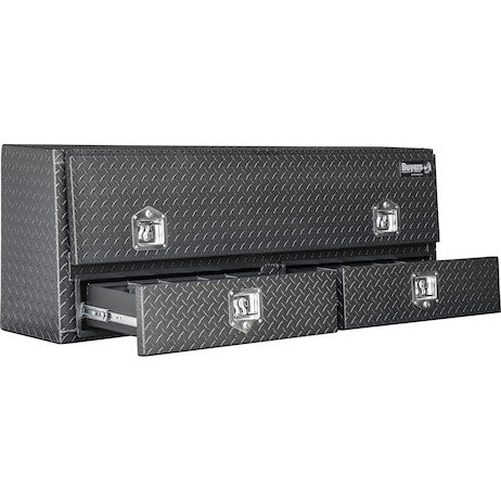 21x13x 96 Inch Matte Black Diamond Tread Aluminum Contractor Truck Box With Drawers
