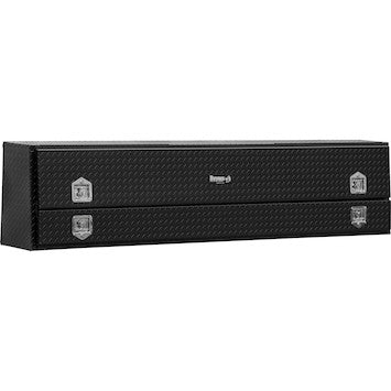 1735650 - 21x13x88 Inch Matte Black Diamond Tread Aluminum Pick-Up Contractor With Lower Door