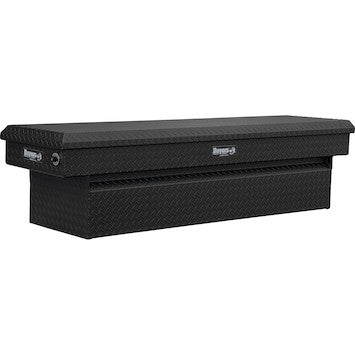 1739450F - 23x27x71 Inch Textured Matte Black Diamond Tread Aluminum Crossover Truck Box, Keyed Alike For Fleets