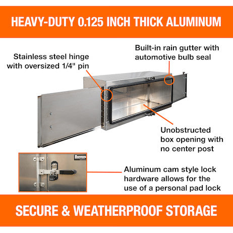 24x24x48 Inch Smooth Aluminum Underbody Truck Tool Box - Double Barn Door, Cam Lock Hardware