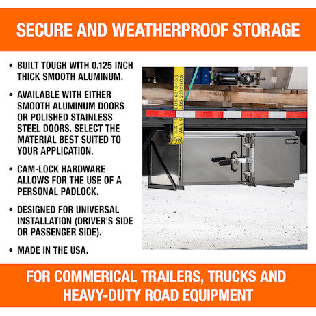 24x24x60 Inch Smooth Aluminum Underbody Truck Tool Box - Double Barn Door, Cam Lock Hardware