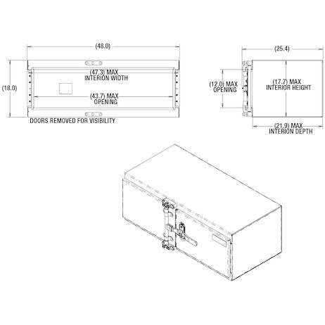 18x24x48 Inch Smooth Aluminum Underbody Truck Tool Box - Double Barn Door, Cam Lock Hardware