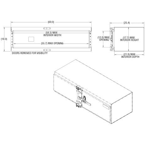 18x24x60 Inch Smooth Aluminum Underbody Truck Tool Box - Double Barn Door, Cam Lock Hardware