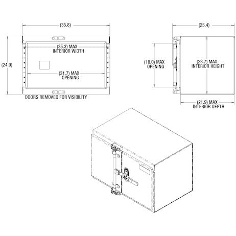24x24x36 Inch Smooth Aluminum Underbody Truck Tool Box - Double Barn Door, Cam Lock Hardware