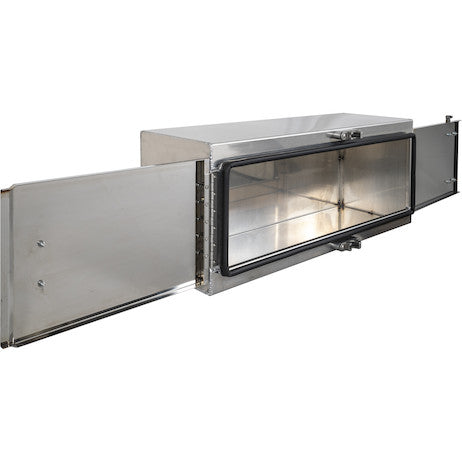 18x18x48 Inch Smooth Aluminum Barn Door Underbody Truck Tool Box Series with Stainless Steel Doors - Double Barn Door, Cam Lock Hardware