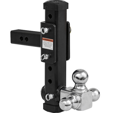 Adjustable Tri-Ball Hitch with Rotating Towing Balls for 2 Inch Hitch Receivers