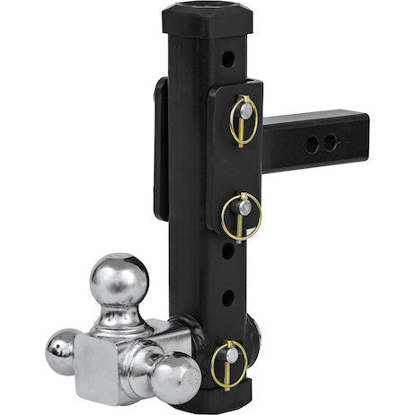Adjustable Tri-Ball Hitch with Rotating Towing Balls for 2 Inch Hitch Receivers