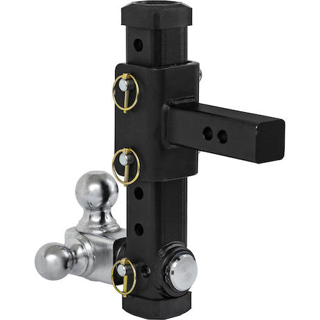 Adjustable Tri-Ball Hitch with Rotating Towing Balls for 2 Inch Hitch Receivers