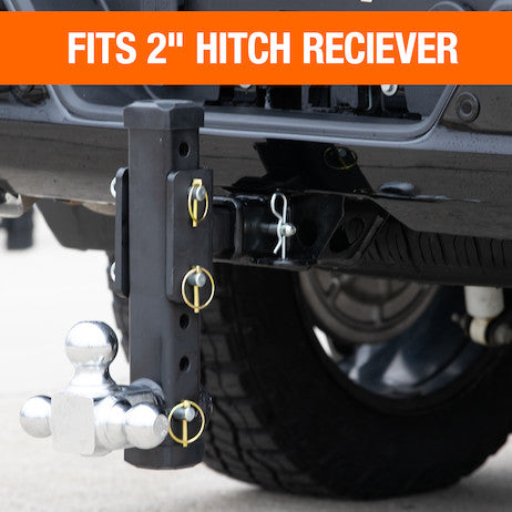 Adjustable Tri-Ball Hitch with Rotating Towing Balls for 2 Inch Hitch Receivers